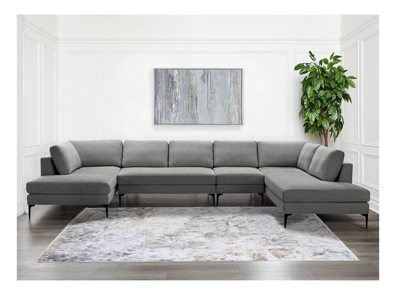 Lavina 4-piece Fabric Double Chaise Sectional, Grey Default Title