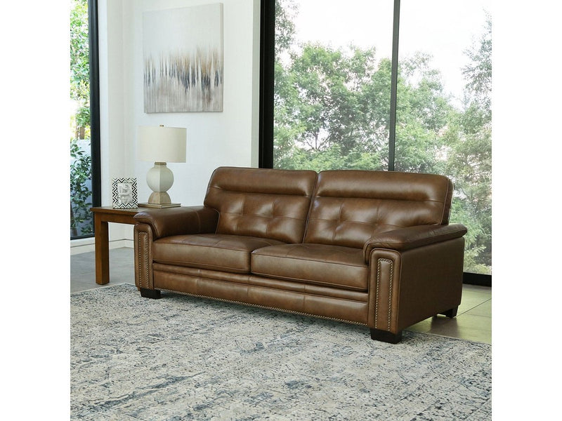 Harrison 2-piece Leather Sofa and Loveseat Set, Camel Default Title