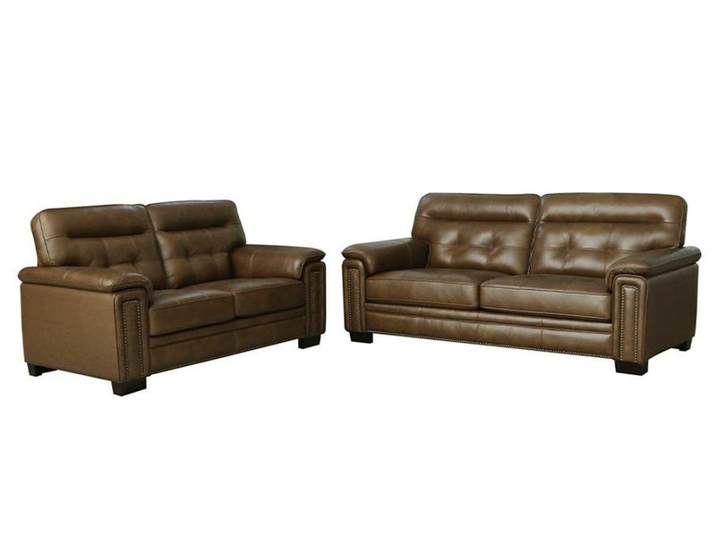 Harrison 2-piece Leather Sofa and Loveseat Set, Camel Default Title
