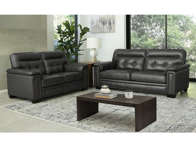 Harrison 2-piece Leather Sofa and Loveseat Set, Grey Default Title