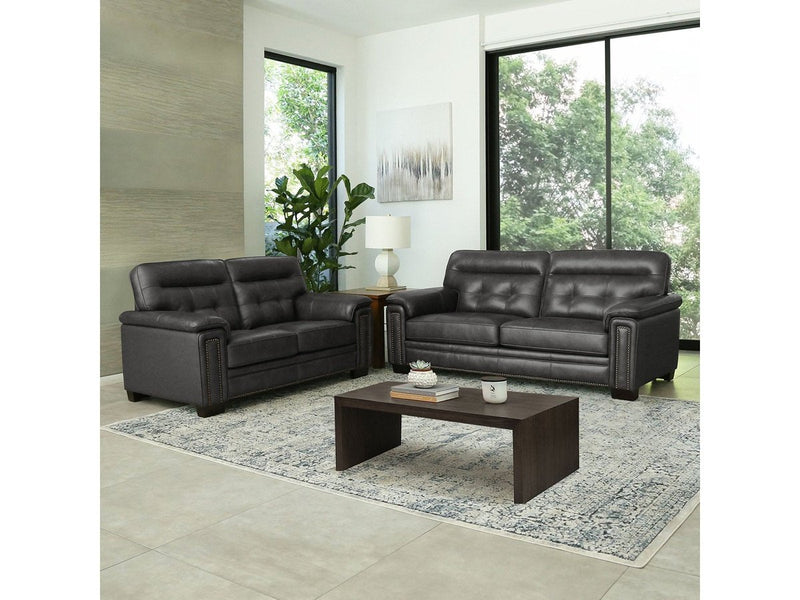 Harrison 2-piece Leather Sofa and Loveseat Set, Grey Default Title