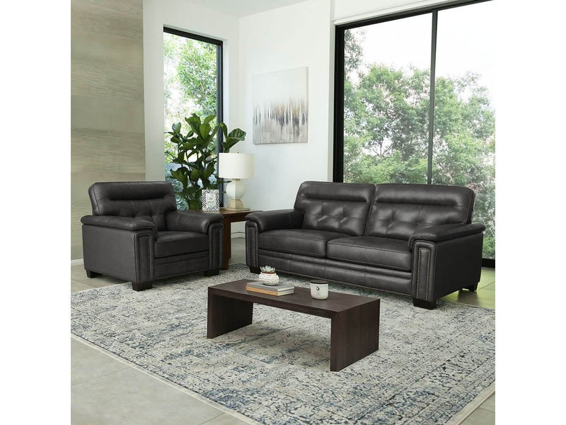 Harrison Leather Sofa, Grey Default Title