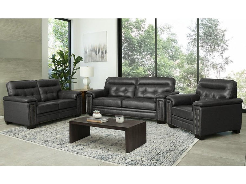 Harrison 3-piece Leather Set, Grey Default Title