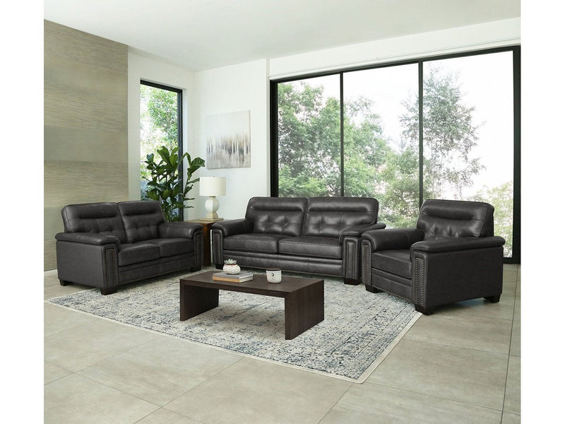 Harrison 3-piece Leather Set, Grey Default Title