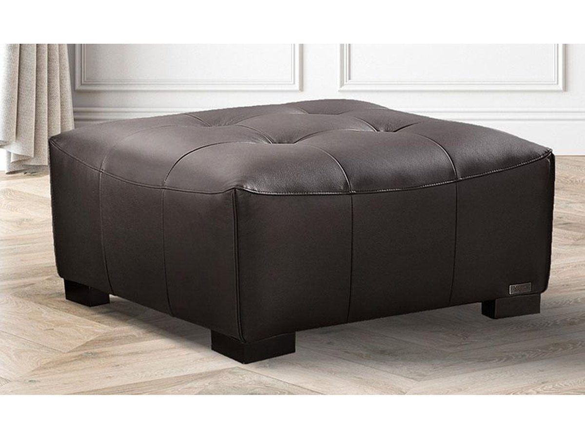 Teagan Leather Ottoman, Brown Default Title