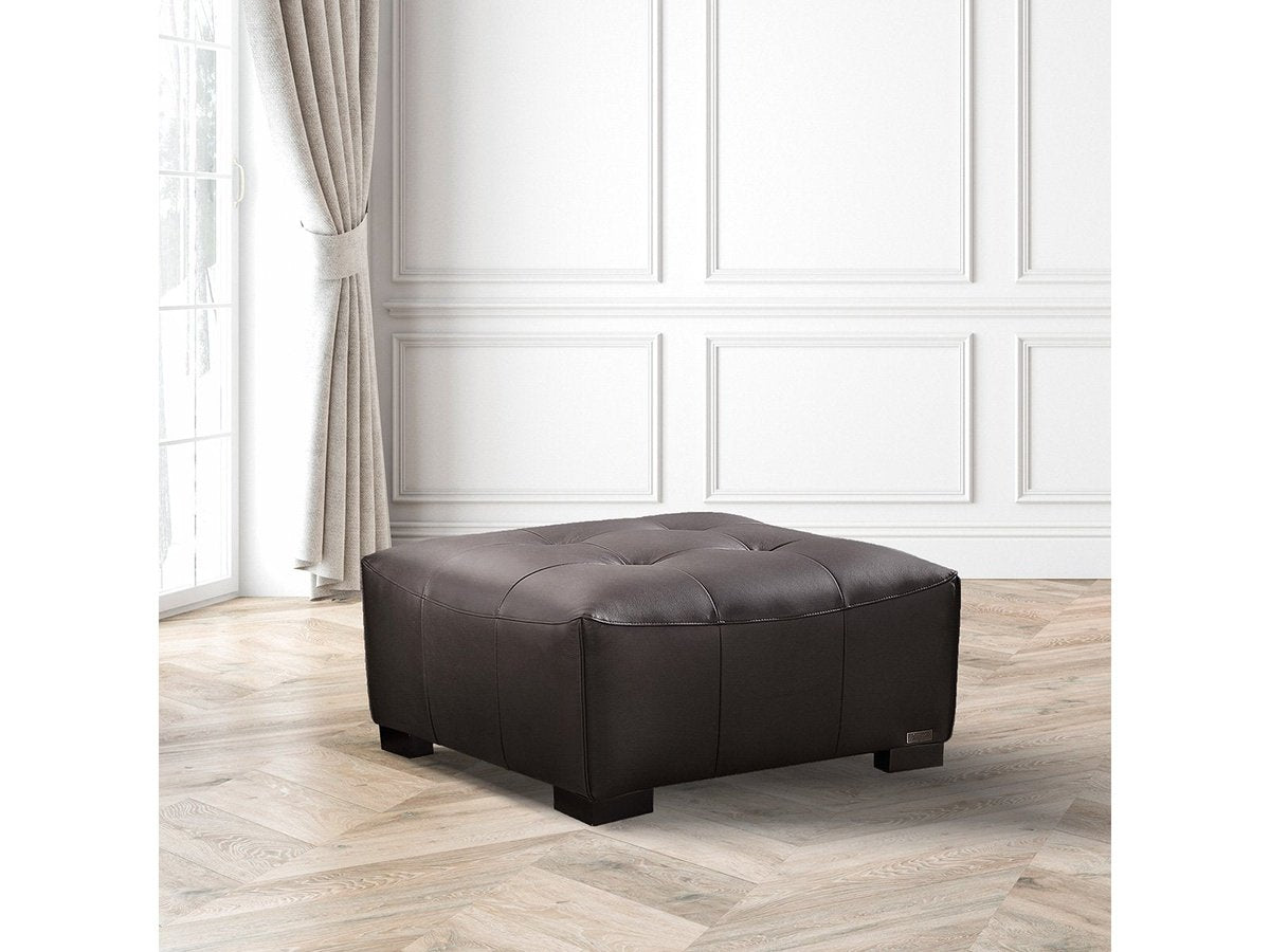 Teagan Leather Ottoman - Brown