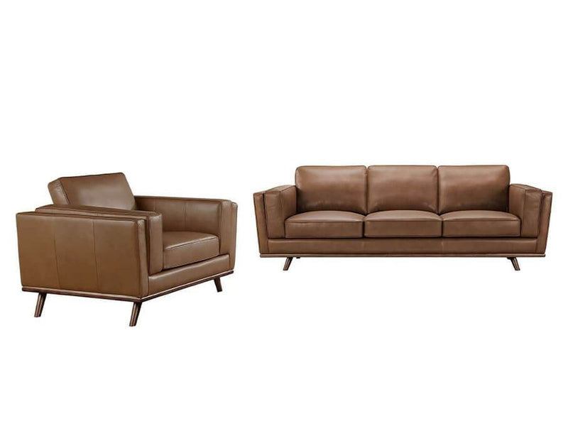 Taverly 2-piece Leather Sofa and Chair Set, Camel Default Title
