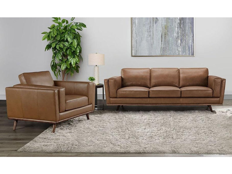 Taverly 2-piece Leather Sofa and Chair Set, Camel Default Title