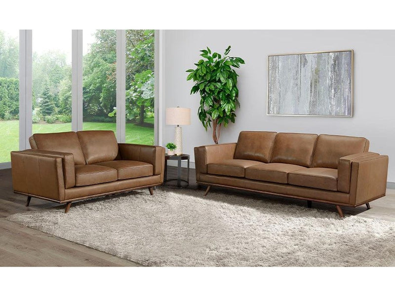 Taverly 2-piece Leather Sofa and Loveseat Set, Camel Default Title