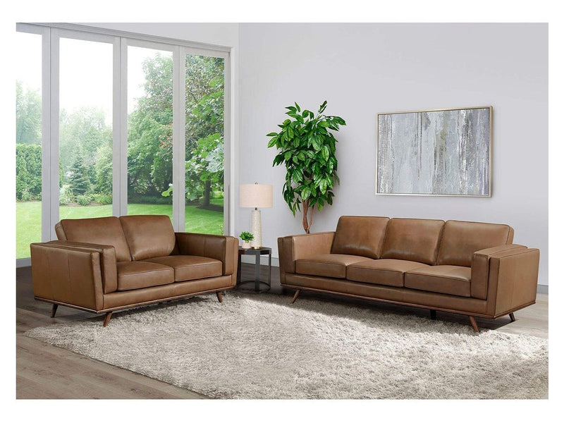 Taverly 2-piece Leather Sofa and Loveseat Set, Camel Default Title