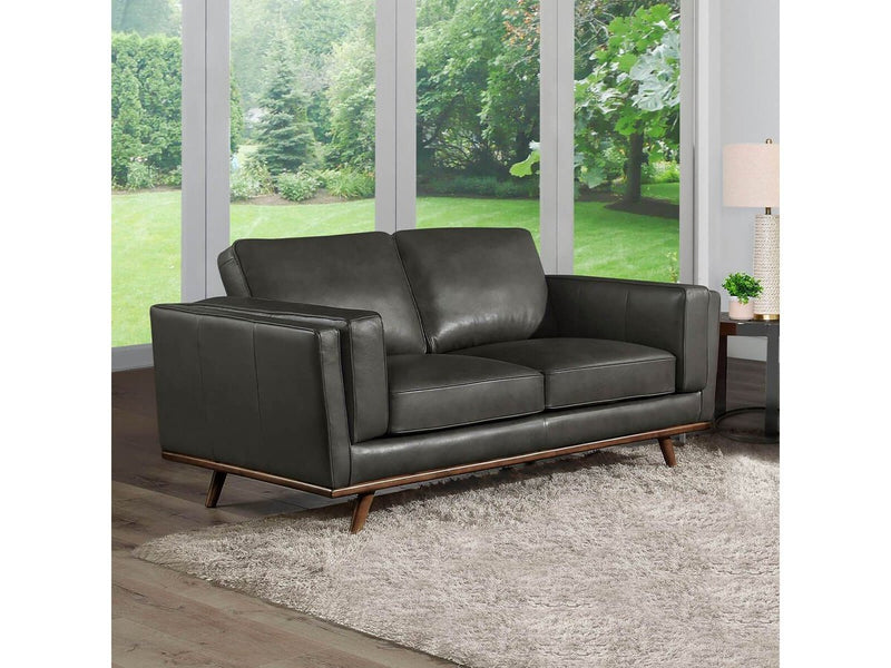 Taverly Leather Loveseat, Grey Default Title