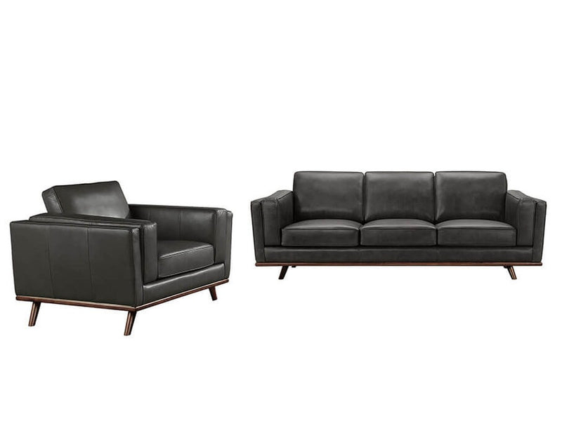 Taverly 2-piece Leather Sofa and Chair Set, Grey Default Title
