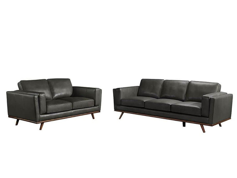 Taverly 2-piece Leather Sofa and Loveseat Set, Grey Default Title