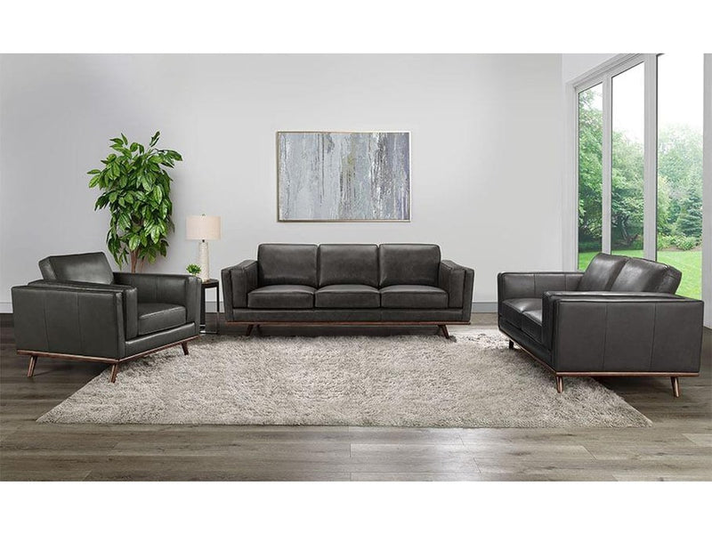 Taverly 3-piece Leather Set, Grey Default Title