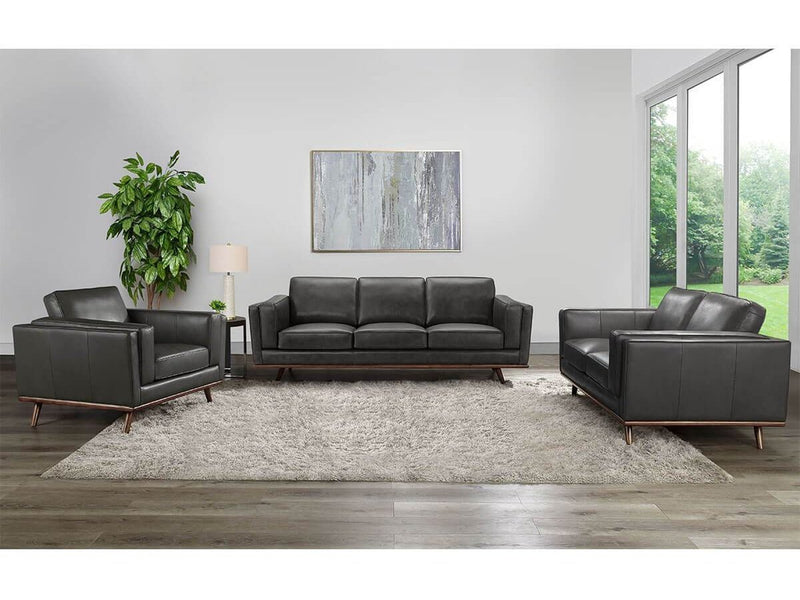 Taverly 3-piece Leather Set, Grey Default Title