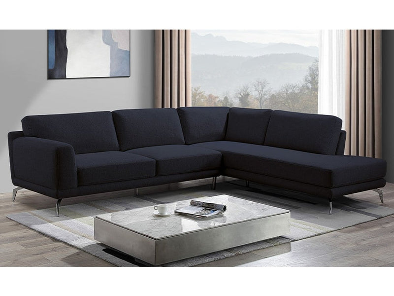 Aiken 2-piece Fabric Sectional, Blue Blue