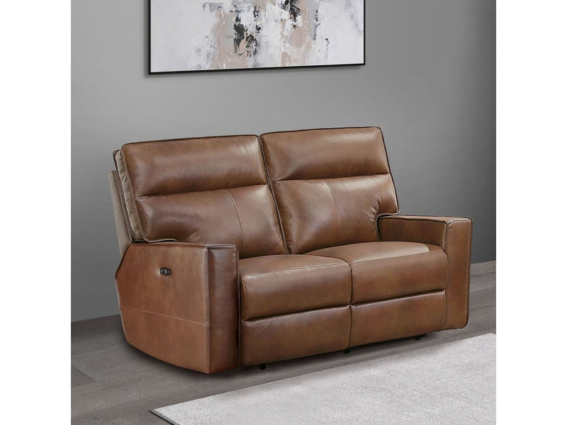 Zahara Leather Reclining Loveseat, Brown Default Title