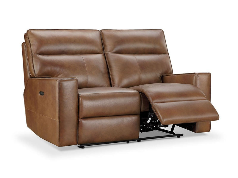 Zahara Leather Reclining Loveseat, Brown Default Title