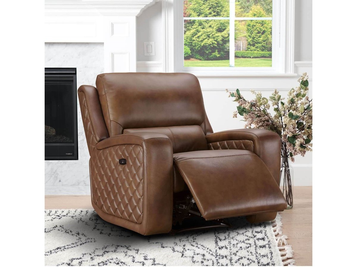 Raymond Leather Power Recliner, Camel Default Title