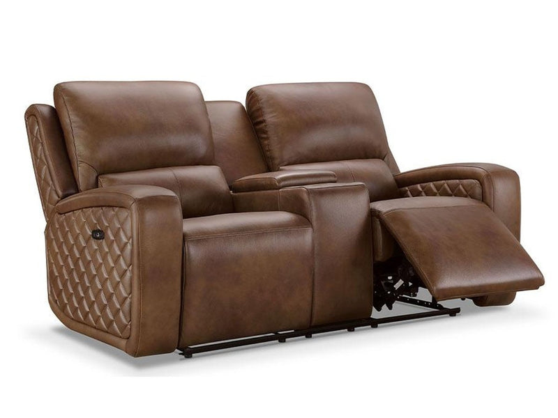 Raymond Leather Power Reclining Loveseat, Brown Default Title
