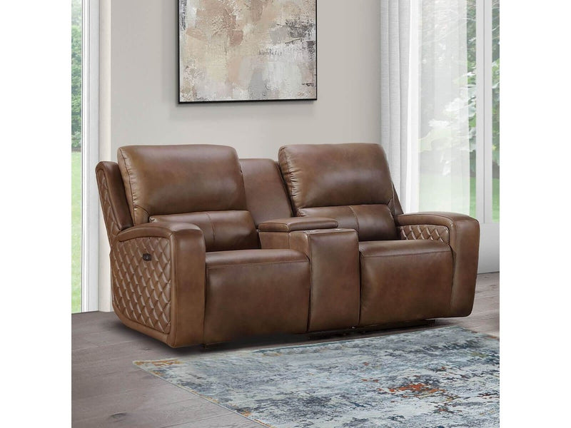 Raymond Leather Power Reclining Loveseat, Brown Default Title