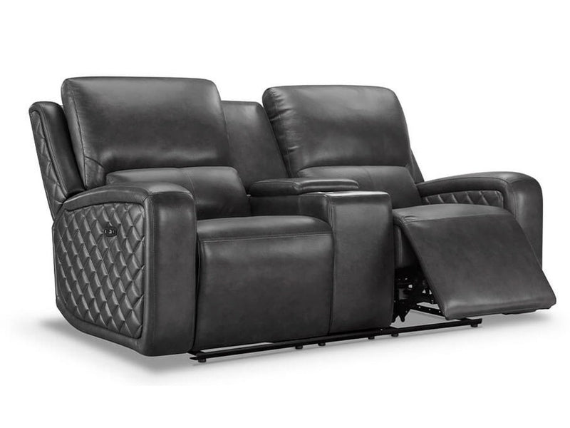 Raymond Leather Power Reclining Loveseat, Grey Default Title