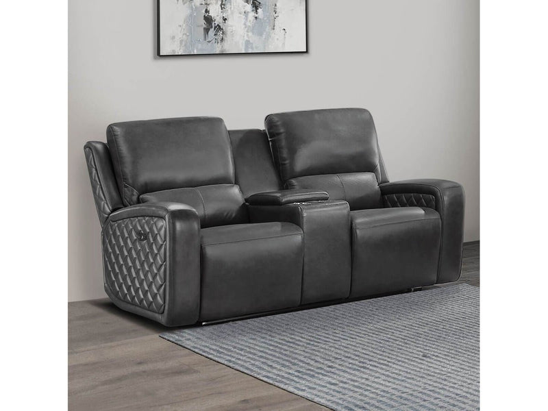 Raymond Leather Power Reclining Loveseat, Grey Default Title