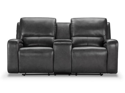 Raymond Leather Power Reclining Loveseat, Grey Default Title