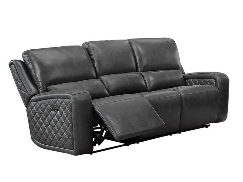 Raymond Leather Power Reclining Sofa-Grey Default Title