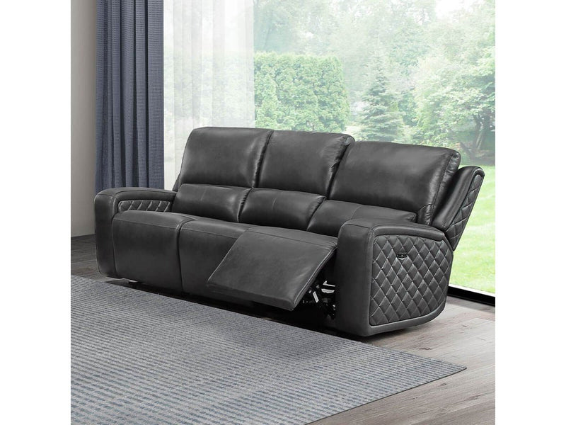 Raymond Leather Power Reclining Sofa-Grey Default Title