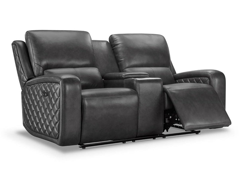 Raymond 2-piece Leather Power Reclining Set, Grey Default Title