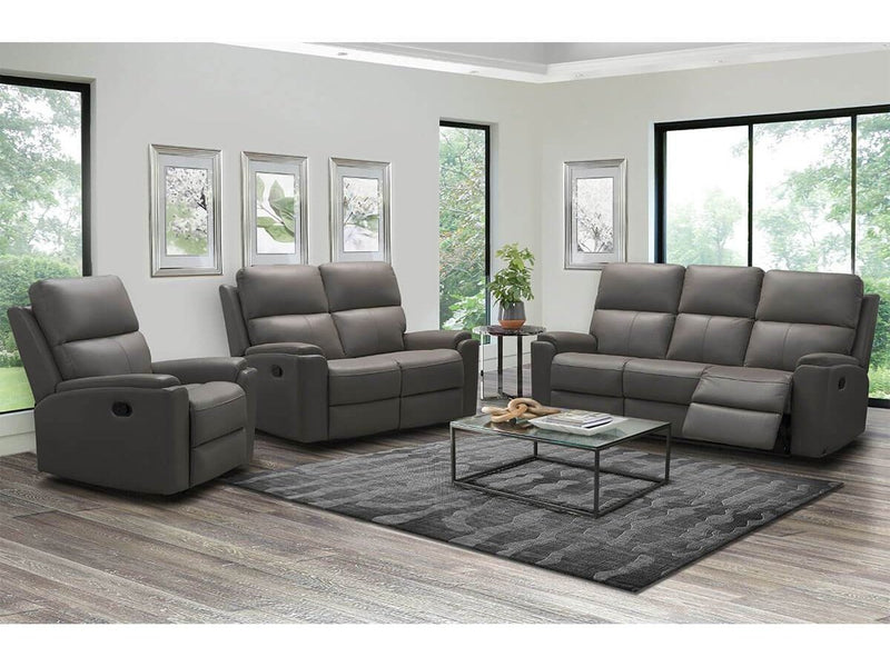 Jackson Top Grain Leather Reclining Sofa, Grey Default Title