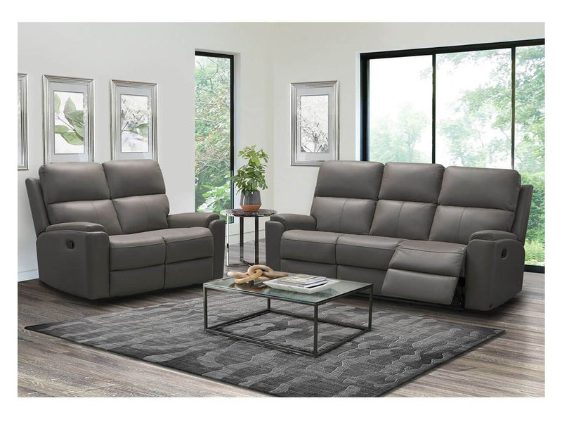 Jackson Top Grain Leather Reclining Sofa and Loveseat Set, Grey Default Title