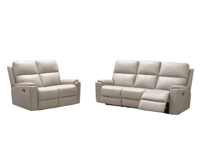 Jackson Top Grain Leather Reclining Sofa and Loveseat Set, Ivory Default Title
