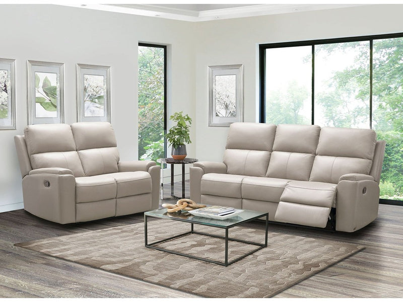 Jackson Top Grain Leather Reclining Sofa and Loveseat Set, Ivory Default Title