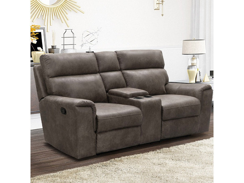 Lawrence Fabric Reclining Console Loveseat, Espresso Default Title