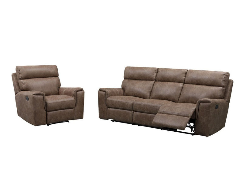 Lawrence Fabric Reclining Sofa and Recliner Set, Brown Default Title