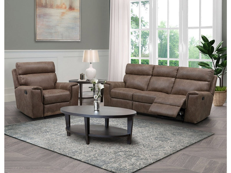 Lawrence Fabric Reclining Sofa and Recliner Set, Brown Default Title