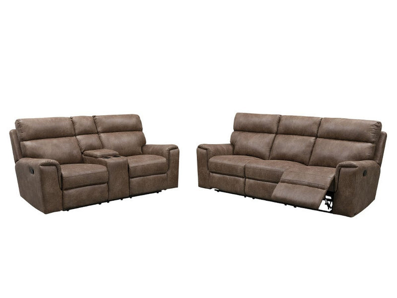 Lawrence Fabric Reclining Sofa and Loveseat Set, Brown Default Title
