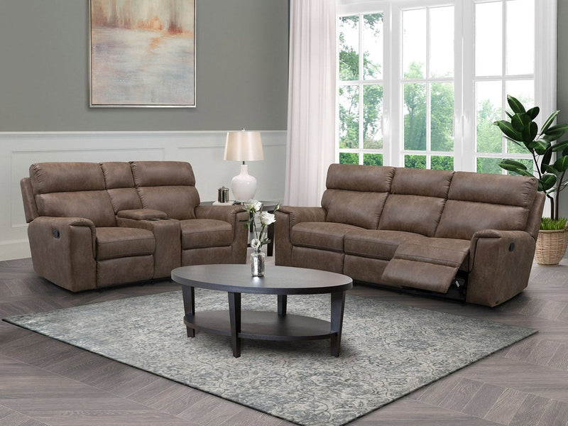 Lawrence Fabric Reclining Sofa and Loveseat Set, Brown Default Title
