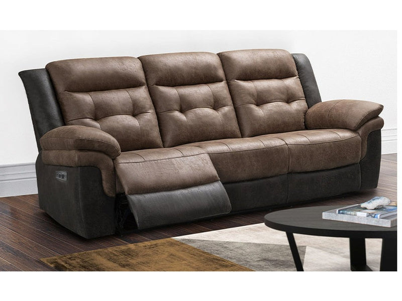 Tacoma Two-tone Fabric Power Reclining Sofa Default Title