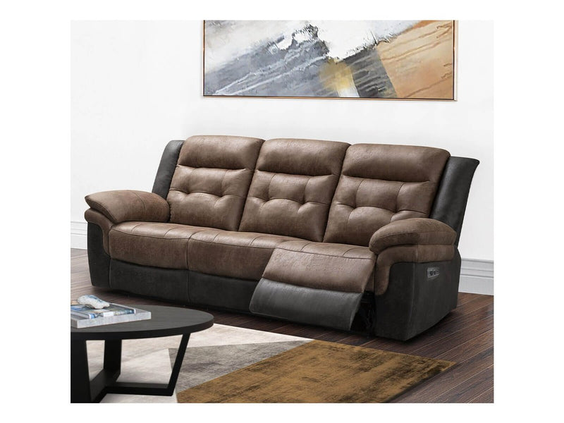 Tacoma Two-tone Fabric Power Reclining Sofa Default Title