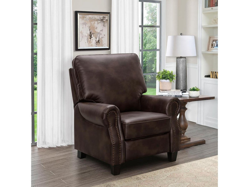 Carlyle Leather Pushback Recliner, Brown Default Title