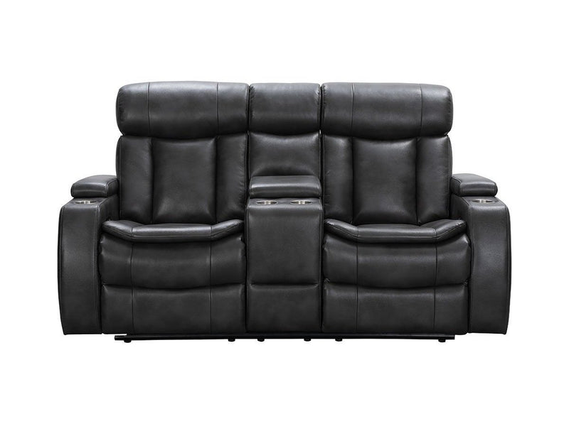Zayne Power Reclining Leather Loveseat, Black Default Title
