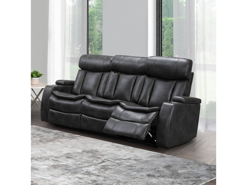 Zayne Power Reclining Leather Sofa, Black Default Title