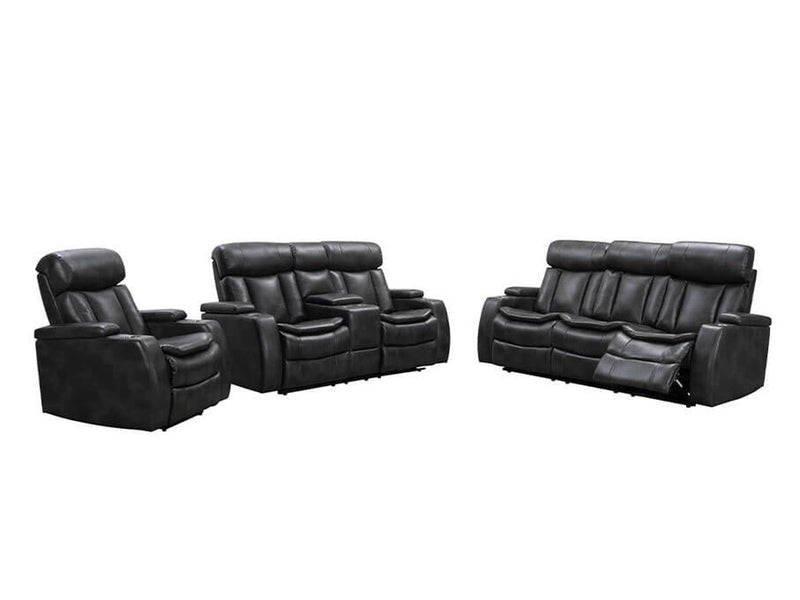 Zayne 3-piece Leather Power Reclining  Set, Black Default Title