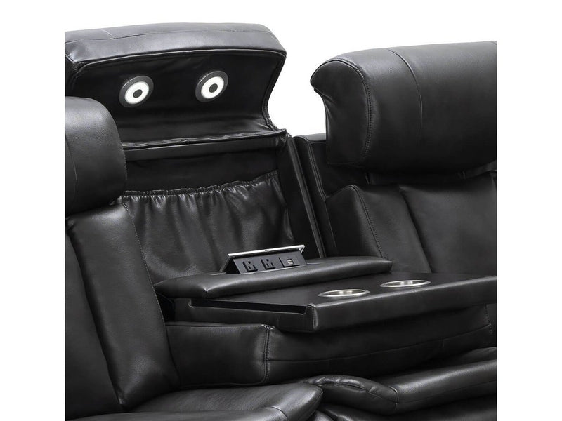 Zayne 3-piece Leather Power Reclining  Set, Black Default Title