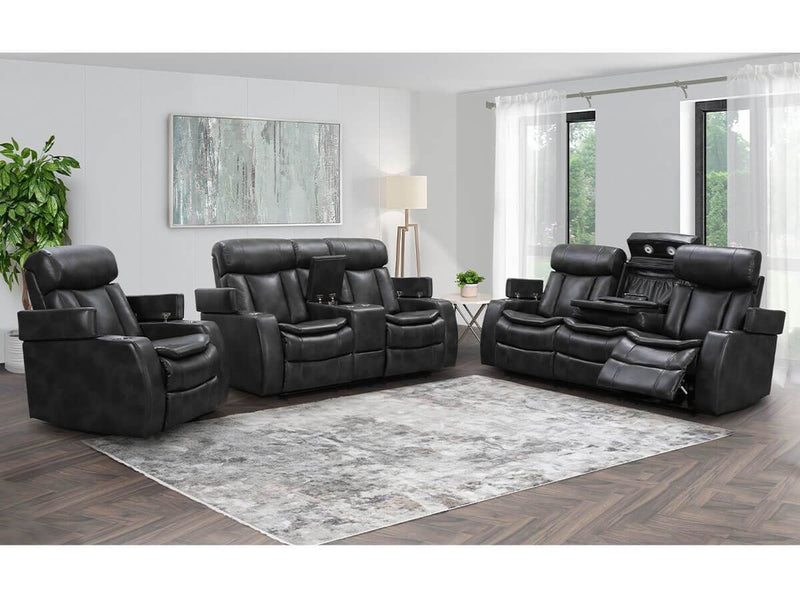 Zayne 3-piece Leather Power Reclining  Set, Black Default Title