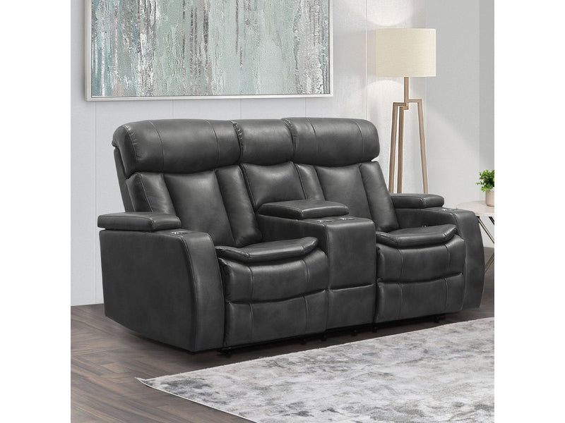 Zayne Power Reclining Leather Loveseat, Grey Default Title