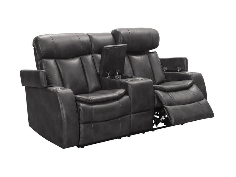 Zayne Power Reclining Leather Loveseat, Grey Default Title